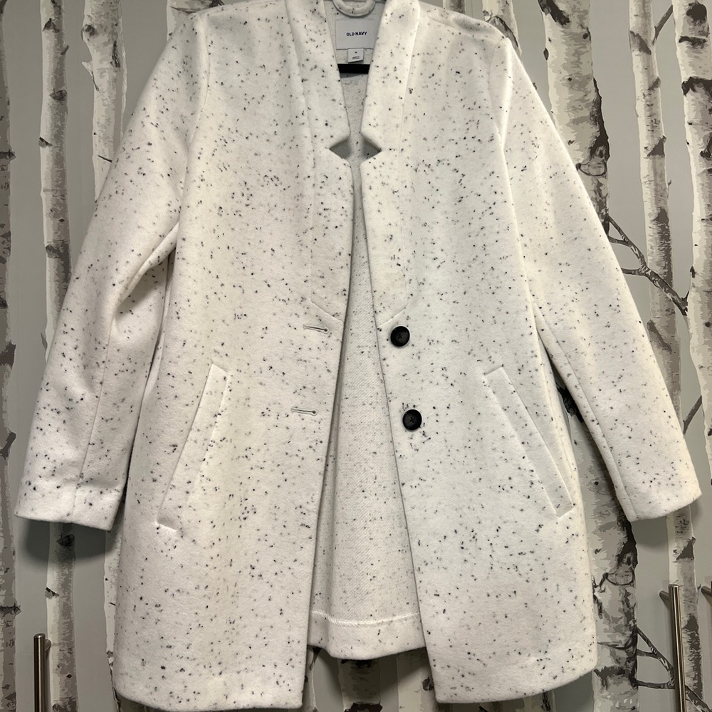 Old Navy White Speckled Coat